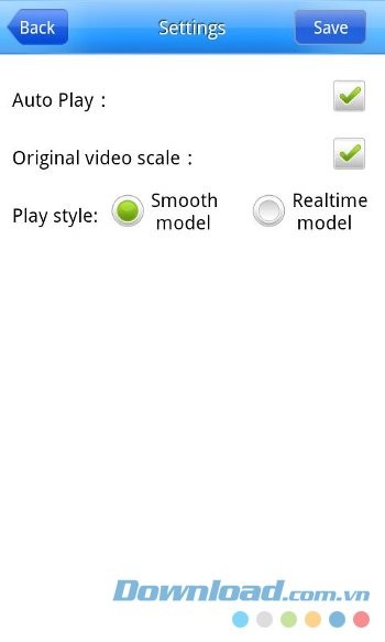 Các tùy chọn thiết lập của vMEye