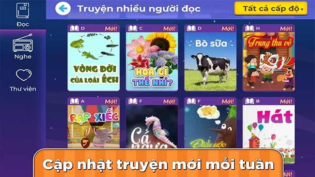 Kho truyện liên tục được cập nhật hàng tuần