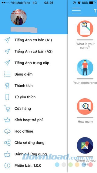 Thực đơn ứng dụng VnDoc