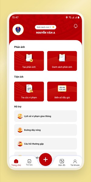 Giao diện chính của ứng dụng VNeTraffic