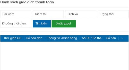 Quản lý giao dịch thanh toán, truy vấn, xuất báo cáo