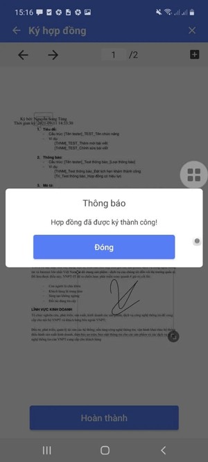 Ký hợp đồng thành công