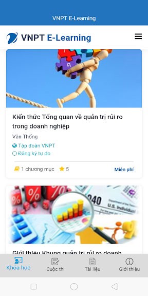 Giao diện bài học trên VNPT Elearning