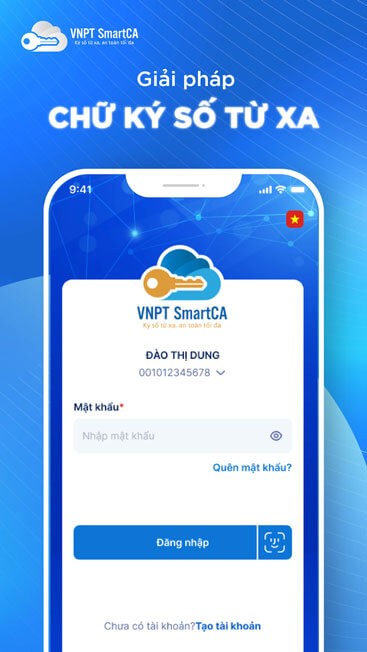 Giao diện đăng nhập tài khoản VNPT SmartCA