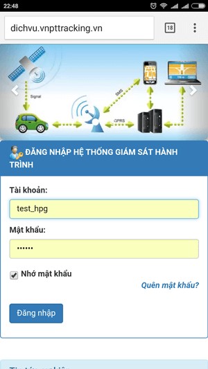 Giao diện đăng nhập VNPT-Tracking