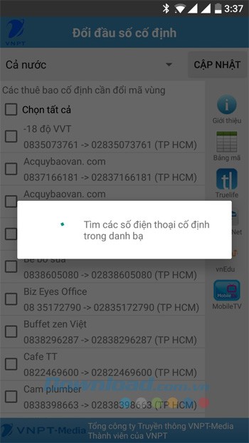 Tìm kiếm số điện thoại cố định trong danh bạ