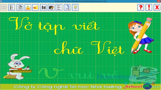 Giao diện chính của Vở tập viết chữ Việt