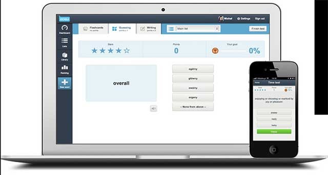 Vocabla web cho phép người học tạo danh sách từ vựng tùy chỉnh
