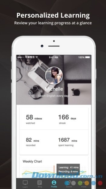 Theo dõi tiến độ học tiếng Anh trên biểu đồ VoiceTube