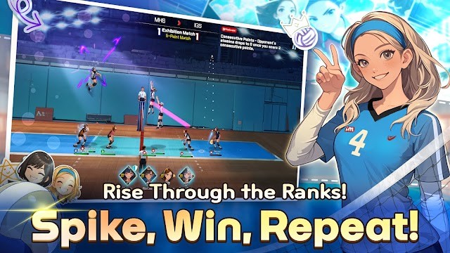 Thi đấu, giành chiến thắng và leo hạng trong game bóng chuyền Volley Girls: HS Volleyball