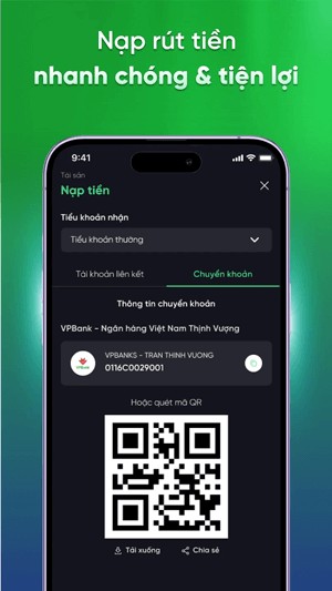 Nạp rút tiền nhanh chóng