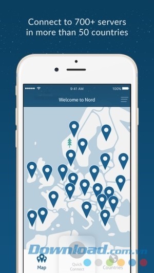 VPN by NordVPN cho iOS kết nối đa dạng máy chủ