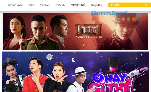Giao diện chính của VTV Giải trí