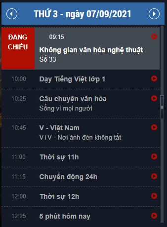 Lịch phát sóng VTV1