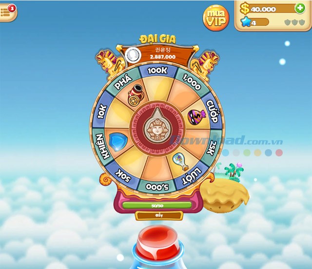Vòng quay may mắn trong game Vua phá hoại