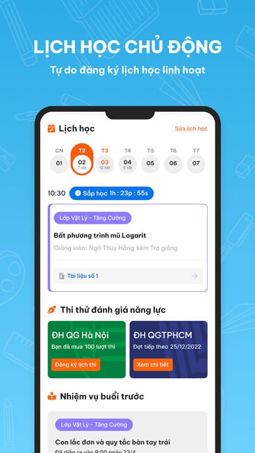 Tự do đăng ký lịch học