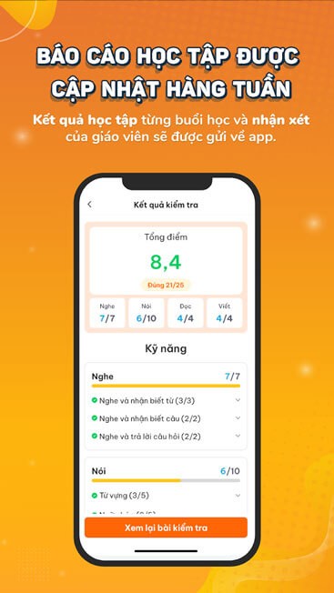 Báo cáo học tập được cập nhật hàng tuần