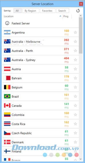 Lựa chọn hơn 700 máy chủ trên toàn thế giới