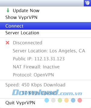 Hộp thoại của VyprVPN for Mac
