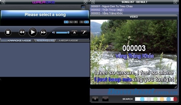 Giao diện hát Karaoke trên Walaoke