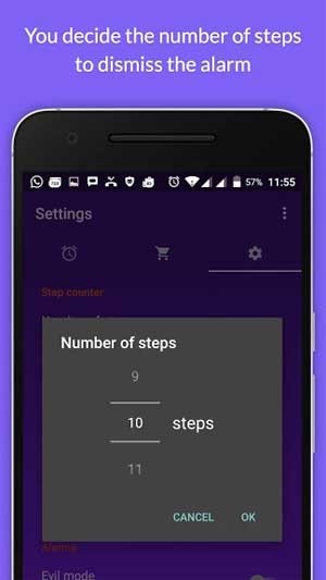 Bạn sẽ quyết định số bước phải đi để tắt báo thức