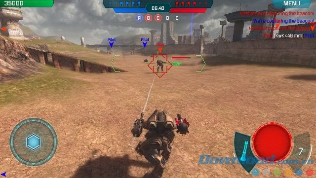 Điều khiển bằng joystick ảo và nút bấm