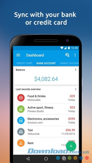 Ứng dụng có thể đồng bộ ngân hàng và thẻ tín dụng của bạn