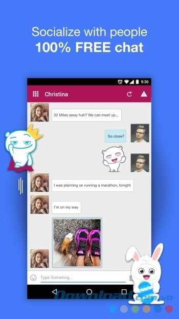 Gửi tin nhắn, ảnh, hoặc nhãn dán hoàn toàn miễn phí qua Waplog