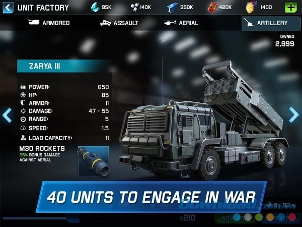 War Planet Online: Global Conquest cho Android có tới 40 đơn vị để phát triển
