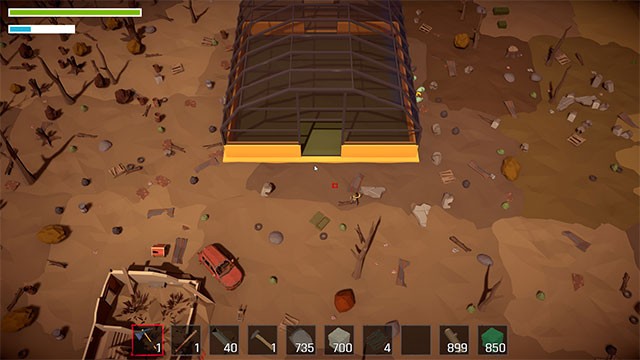 Thu thập tài nguyên, tái chế rác thải để chế tạo công cụ, vũ khí... trong Wasted World