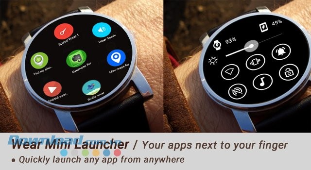 Wear Mini Launcher hoạt động như một launcher được cài đặt trên smartphone