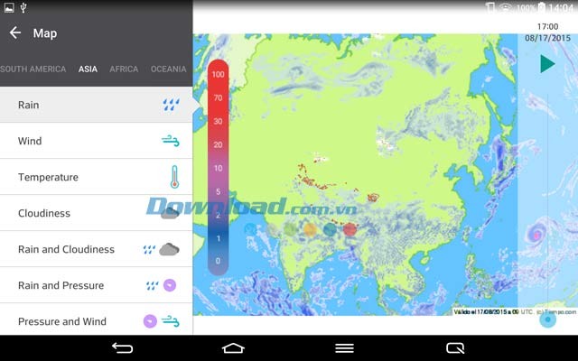 Theo dõi thời tiết trên bản đồ trong Weather 14 days