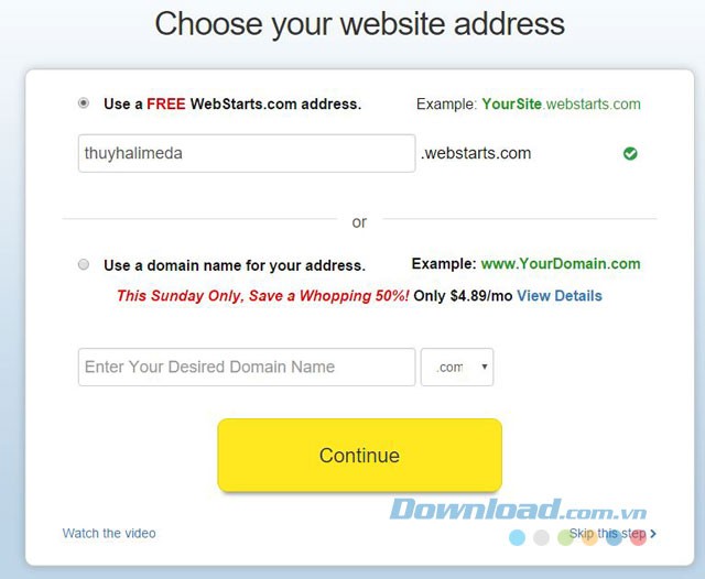 Tạo domain miễn phí hoặc trả phí
