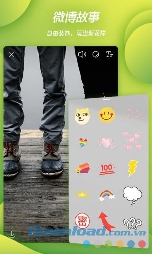 Weibo cho Android nhắn tin kèm emoji