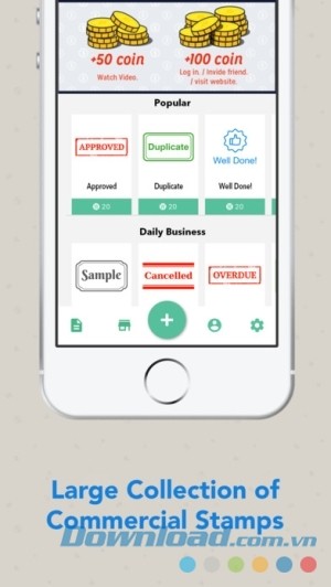 WeStamps cho iOS có bộ sưu tập con dấu thương mại lớn