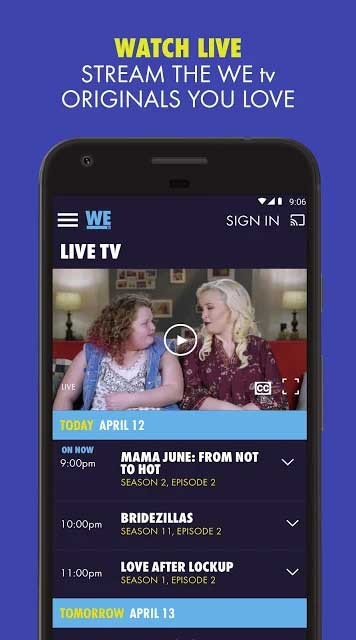 We tv cho Android hỗ trợ phát sóng trực tiếp