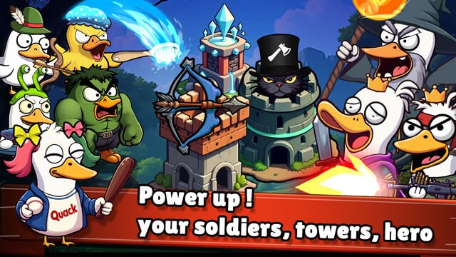 Nhiều đơn vị binh lính vịt và tháp phòng thủ khác nhau để mở khóa