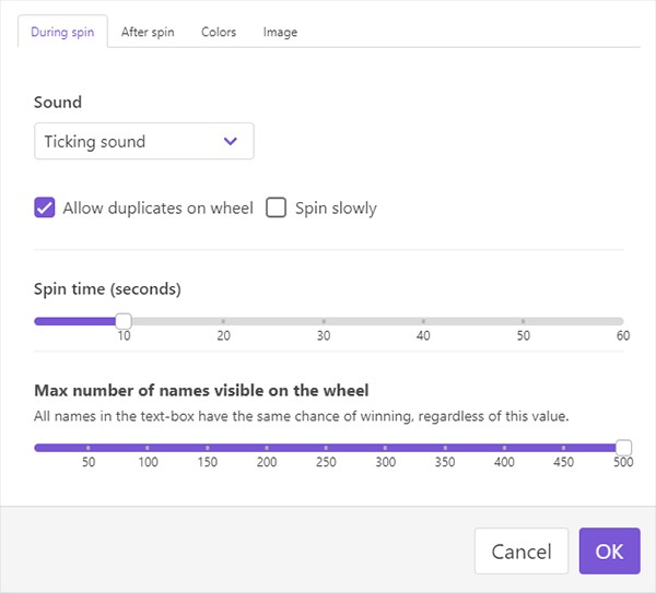 Tùy chỉnh vòng quay chọn tên trong Wheel of Names