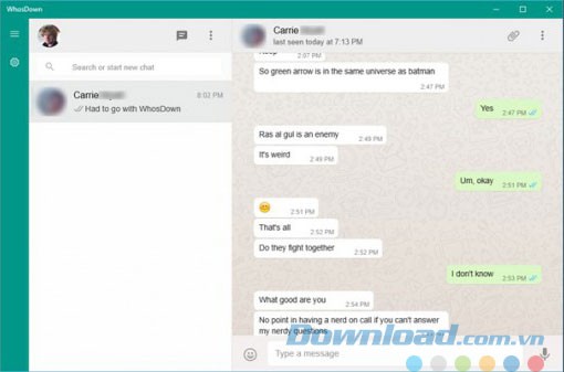 Giao diện ứng dụng WhosDown