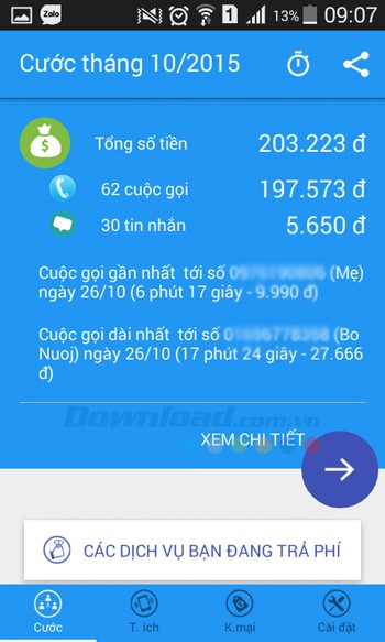 Why Pay hỗ trợ liệt kê tổng cước tháng