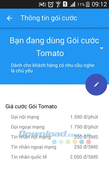 Thông tin gói cước đang sử dụng