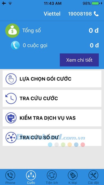 Tổng cước trong tháng