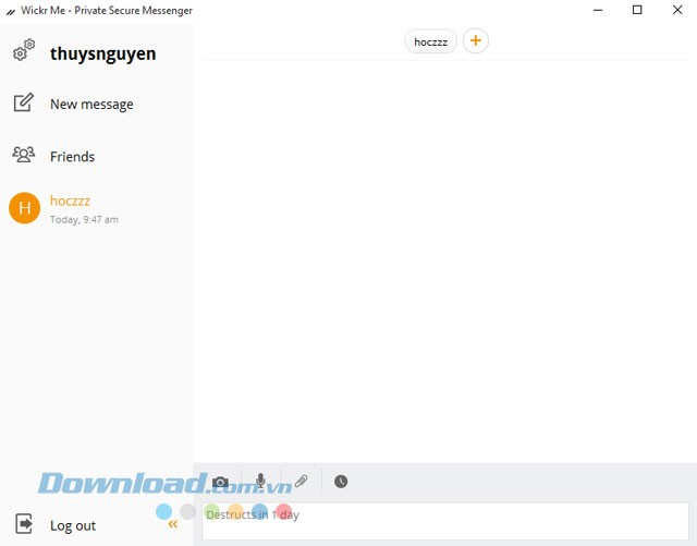 Giao diện ứng dụng chat Wickr