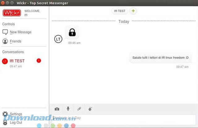 Giao diện chat Wickr trên Linux