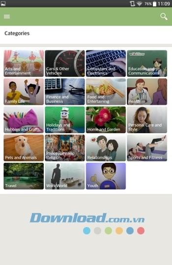 Các chủ đề của wikiHow cho Android