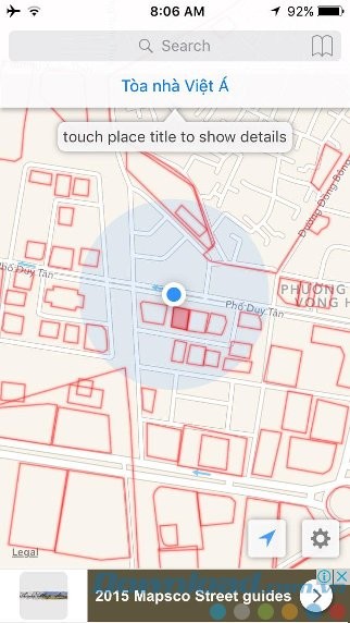 Thông tin địa điểm được chọn