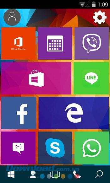 Giao diện màn hình chủ sau khi áp dụng Win 10 Launcher