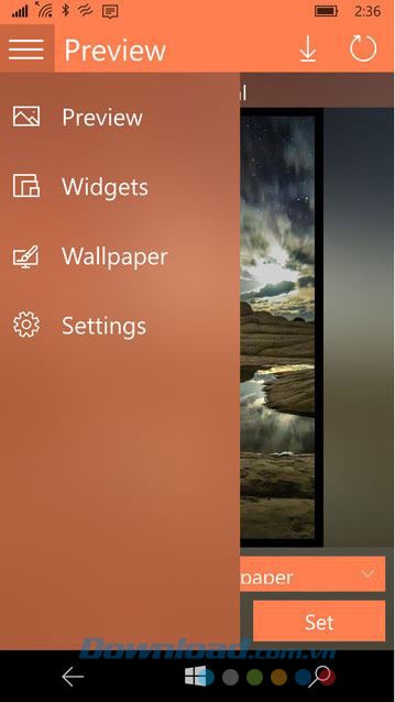 Các lựa chọn trong menu tự điều chỉnh trên giao diện điện thoại