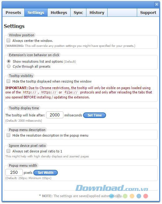 Một số lựa chọn cài đặt ứng dụng