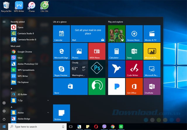 Giao diện windows 10 Enterprise